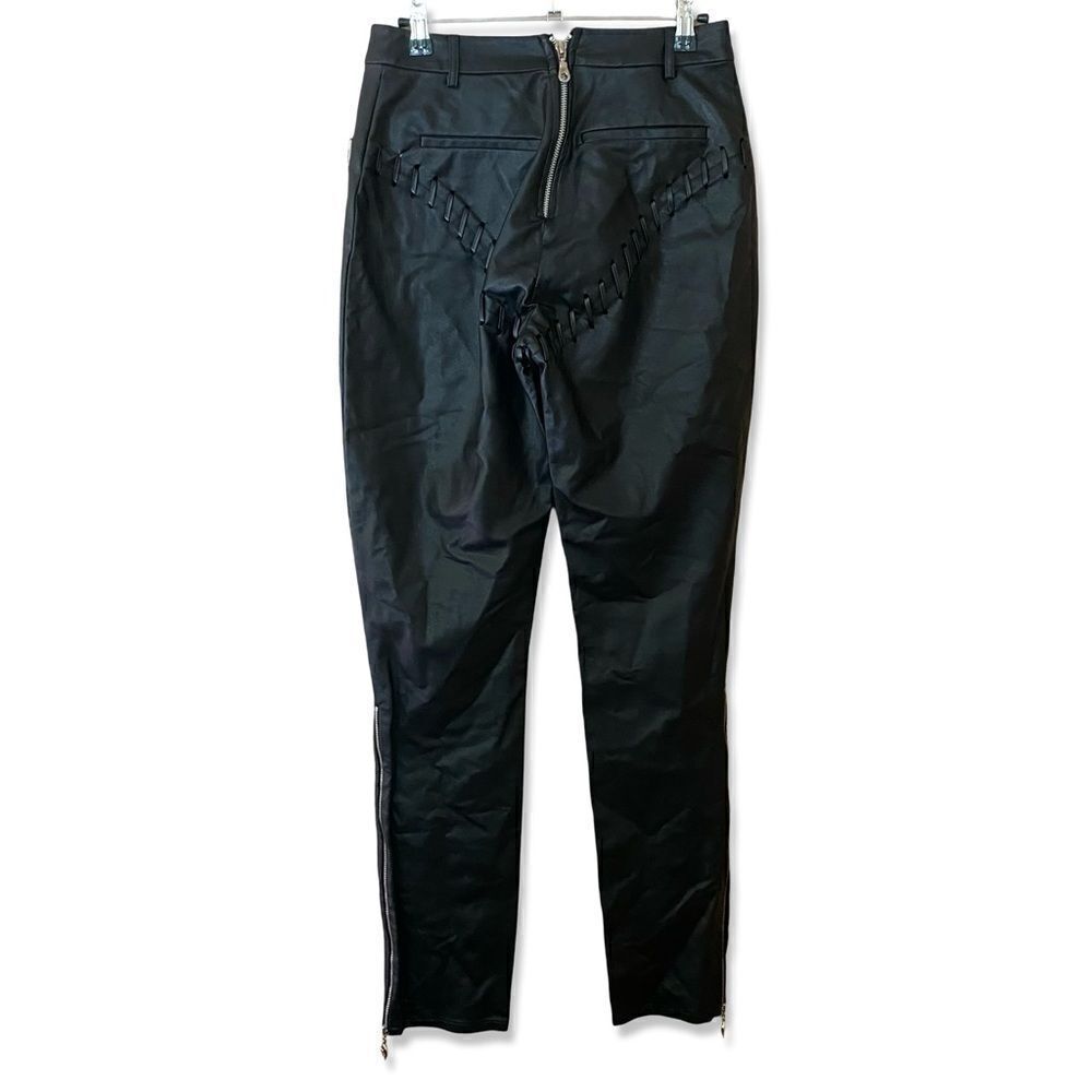 Miaou Jet Pant black faux leather stitched straight leg zippers FWRD $395 S - Picture 13 of 14